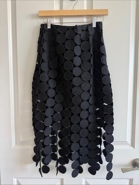 Black Circle Appliqué Midi Skirt